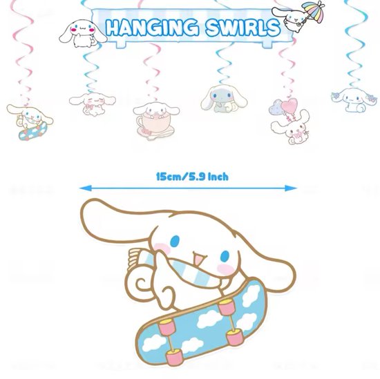 Sanrio - Cinnamoroll verjaardag versiering - Happy Birthday Slinger - 30 Stuks - Kinderfeestje - Ballonnen - Verjaardag Decoratie - feestpakket - Hello Kitty - My Melody - Kuromi - Cinnamoroll - PomPomPurin - Pochacco - kawaii