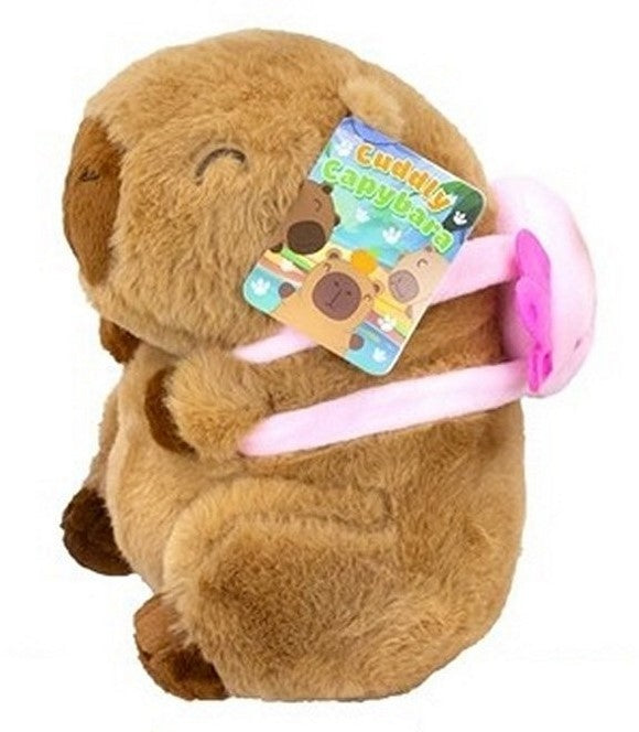 Capybara knuffel met roze rugtas