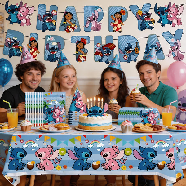 Disney Stitch Blauw 48 delig  - verjaardagsversiering
