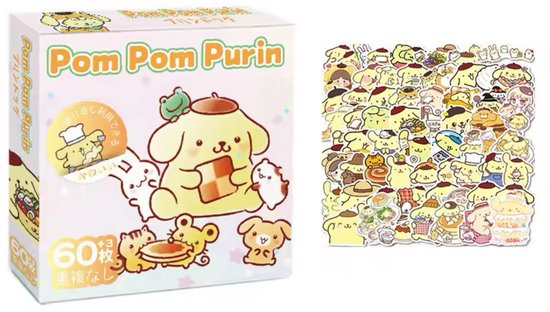 Sanrio - PomPomPurin stickermix - 60 stuks - stickers - Cinnamoroll - Hello Kitty - My Melody - Kuromi - Pochacco - Kawaii | Laptop | Ereader | Bullet Journal