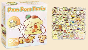 Sanrio - PomPomPurin stickermix - 60 stuks - stickers - Cinnamoroll - Hello Kitty - My Melody - Kuromi - Pochacco - Kawaii | Laptop | Ereader | Bullet Journal