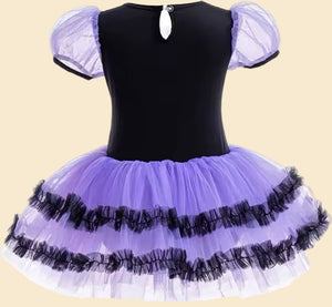 Sanrio - Kuromi jurk en haarband - Kuromi oortjes - maat 110-116 - verkleedkleding - kostuumoutfit - carnaval - My Melody - Hello Kitty - Cinnamoroll - PomPomPurin - Pochacco - Kawaii