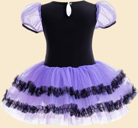 Sanrio - Kuromi jurk en haarband - Kuromi oortjes - maat 110-116 - verkleedkleding - kostuumoutfit - carnaval - My Melody - Hello Kitty - Cinnamoroll - PomPomPurin - Pochacco - Kawaii