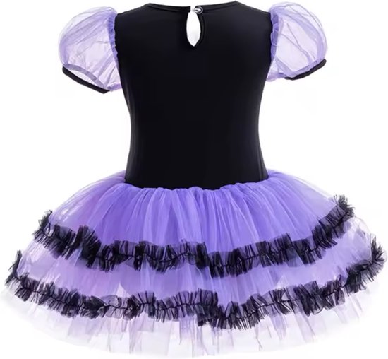 Sanrio - Kuromi jurk en haarband - Kuromi oortjes - maat 122-128 - verkleedkleding - kostuumoutfit - carnaval - My Melody - Hello Kitty - Cinnamoroll - PomPomPurin - Pochacco - Kawaii