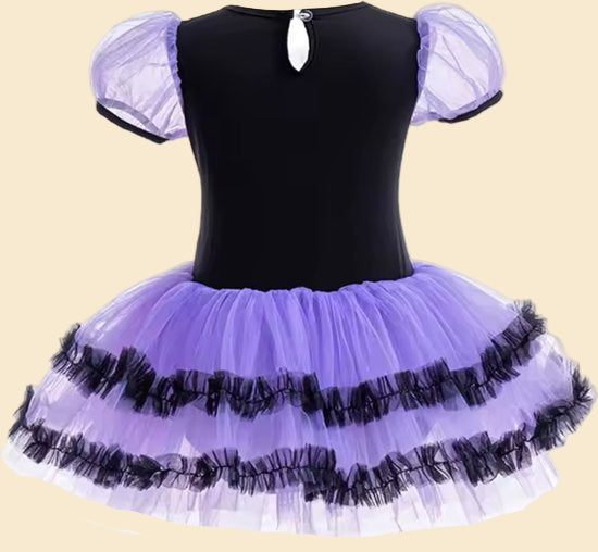 Sanrio - Kuromi jurk en haarband - Kuromi oortjes - maat 122-128 - verkleedkleding - kostuumoutfit - carnaval - My Melody - Hello Kitty - Cinnamoroll - PomPomPurin - Pochacco - Kawaii