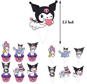 Sanrio - Kuromi verjaardag versiering - Happy Birthday Slinger - 30 Stuks - Kinderfeestje - Ballonnen - Verjaardag Decoratie - feestpakket - Hello Kitty - My Melody - Kuromi - Cinnamoroll - PomPomPurin - Pochacco - kawaii