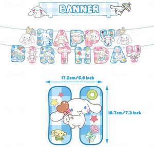 Sanrio - Cinnamoroll verjaardag versiering - Happy Birthday Slinger - 30 Stuks - Kinderfeestje - Ballonnen - Verjaardag Decoratie - feestpakket - Hello Kitty - My Melody - Kuromi - Cinnamoroll - PomPomPurin - Pochacco - kawaii