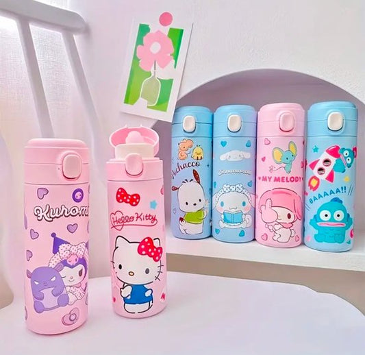 Sanrio - Hello Kitty drinkbeker - drinkfles - thermosfles roestvrijstaal - roze - RVS - Kuromi - Cinnamoroll - My Melody - PomPomPurin - Pochacco - cadeau Kawaii