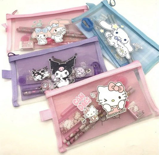 Sanrio - Cinnamoroll schrijfwarenset - met etui cadeauset - geschenkset - Kuromi - Hello Kitty - My Melody - PomPomPurin - Pochacco - Kawaii