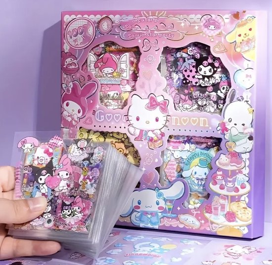 Sanrio - Sanrio & friends - PET stickers 100 st. - Kuromi - Cinnamoroll - Hello Kitty - My Melody - PomPomPurin - Pochacco - kawaii