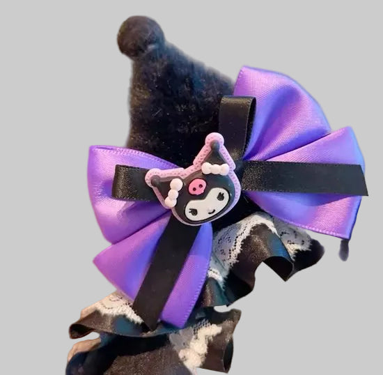 Kuromi jurk en haarband - Kuromi oortjes - maat 116-122