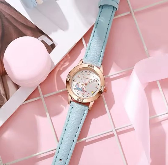 Sanrio - Cinnamoroll horloge - blauw - PU leren bandje - Kuromi - Hello Kitty - My Melody - PomPomPurin - Pochacco - cadeau - Kawaii