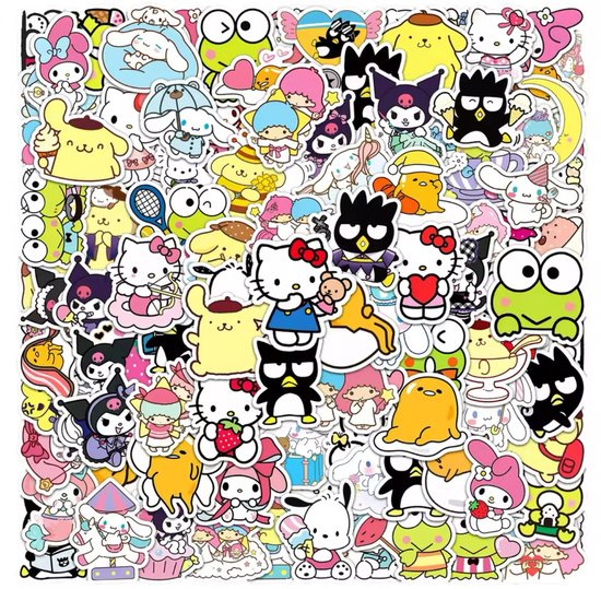Sanrio - Stickermix - 50 Stuks - stickers - Kuromi - Cinnamoroll - Hello Kitty - My Melody - PomPomPurin - Pochacco - Kawaii | Laptop | Ereader | Bullet Journal |