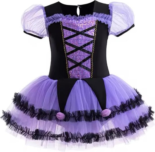 Sanrio - Kuromi jurk en haarband - Kuromi oortjes - maat 110-116 - verkleedkleding - kostuumoutfit - carnaval - My Melody - Hello Kitty - Cinnamoroll - PomPomPurin - Pochacco - Kawaii