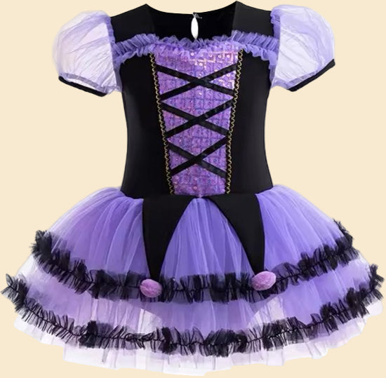 Sanrio - Kuromi jurk en haarband - Kuromi oortjes - verkleedkleding - kostuumoutfit - carnaval - My Melody - Hello Kitty - Cinnamoroll - PomPomPurin - Pochacco - Kawaii maat 116-122 -