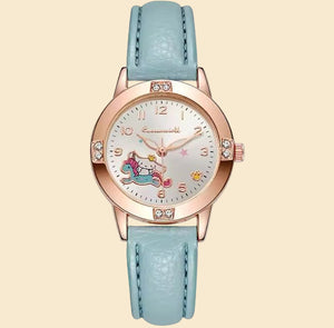 Sanrio - Cinnamoroll horloge - blauw - PU leren bandje - Kuromi - Hello Kitty - My Melody - PomPomPurin - Pochacco - cadeau - Kawaii