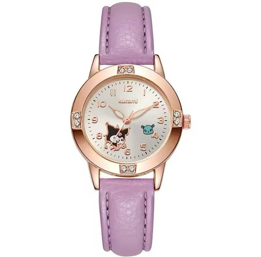 Sanrio - Kuromi horloge - paars - PU leren bandje - Cinnamoroll - Hello Kitty - My Melody - PomPomPurin - Pochacco - cadeau - Kawaii