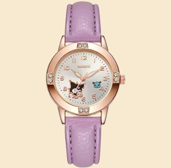 Sanrio - Kuromi horloge - paars - PU leren bandje - Cinnamoroll - Hello Kitty - My Melody - PomPomPurin - Pochacco - cadeau - Kawaii