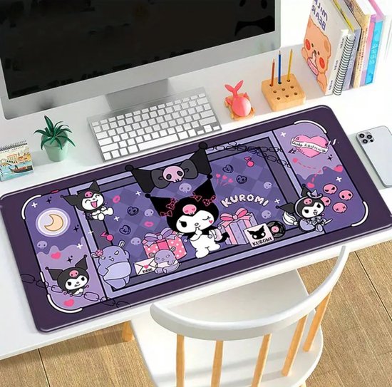 Sanrio - Kuromi Muismat - Gaming Mousepad XL - Game Muismat - Onderlegger - Grote Muismat - Anti Slip - Desktop Mat - 60x30 CM - Hello Kitty - My Melody - Cinnamoroll - PomPomPurin - Pochacco - cadeau - kawaii