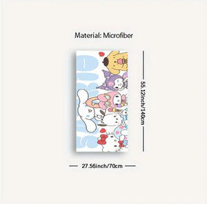 Sanrio & Friends strandlaken - 80x160cm - badlaken - handdoek - vakantie - zwemmen - cadeau - Cinnamoroll - Hello Kitty - My Melody - PomPomPurin - Pochacco - Kawaii