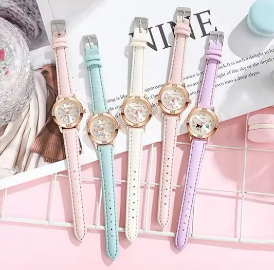 Sanrio - Kuromi horloge - paars - PU leren bandje - Cinnamoroll - Hello Kitty - My Melody - PomPomPurin - Pochacco - cadeau - Kawaii