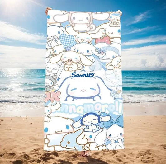 Sanrio - Cinnamoroll strandlaken - 80x160cm - badlaken - handdoek - vakantie - zwemmen - cadeau - Kuromi - Hello Kitty - My Melody - PomPomPurin - Pochacco - Kawaii