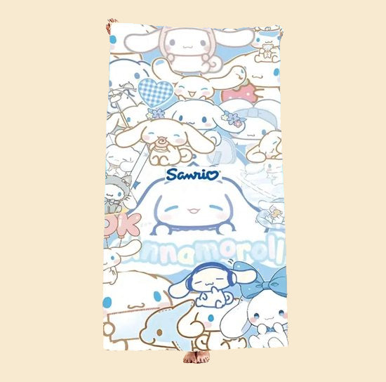 Sanrio - Cinnamoroll strandlaken - 80x160cm - badlaken - handdoek - vakantie - zwemmen - cadeau - Kuromi - Hello Kitty - My Melody - PomPomPurin - Pochacco - Kawaii