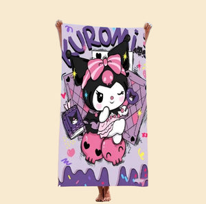 Sanrio - Kuromi strandlaken - 80x160cm - badlaken - handdoek - vakantie - zwemmen - cadeau - Cinnamoroll - Hello Kitty - My Melody - PomPomPurin - Pochacco - Kawaii