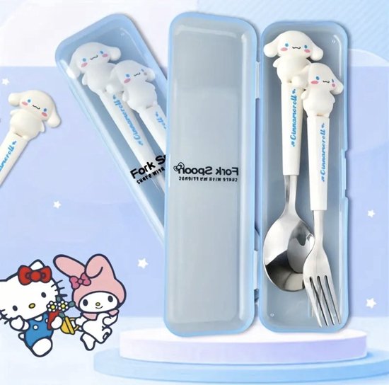 Sanrio - Cinnamoroll bestekset - lepel en vork - Kuromi - Hello Kitty - My Melody - PomPomPurin - Pochacco - cadeau kawaii