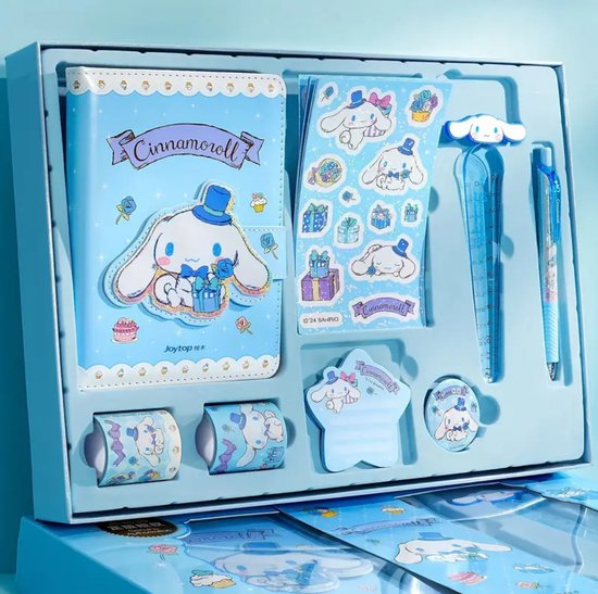 Sanrio - Cinnamoroll luxe schrijfset - notitieboek met magnetische sluiting - pen - stickers - cadeauset - geschenl- Kuromi - Hello Kitty - My Melody - PomPomPurin - Pochacco - cadeau - Kawaii