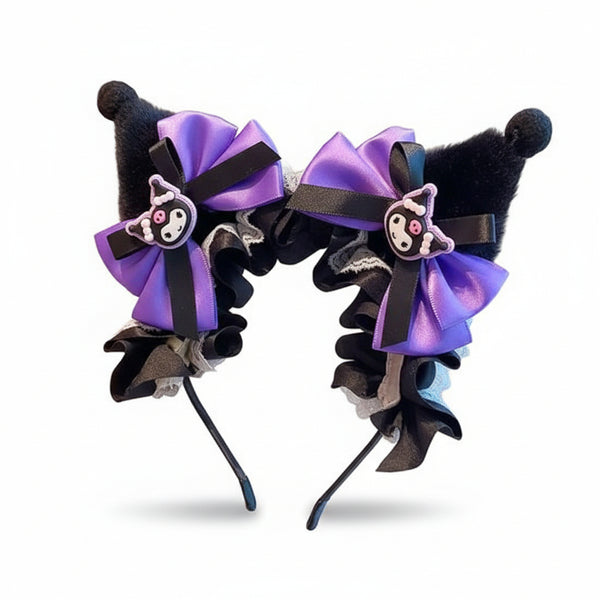 Kuromi jurk en haarband - Kuromi oortjes - maat 116-122