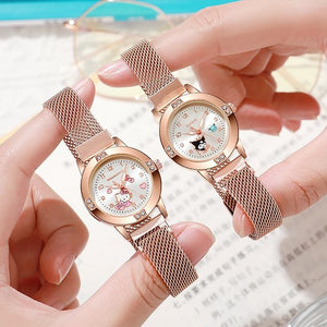 Sanrio - Hello Kitty horloge - metalen band - rosé goud - roze - Kuromi - My Melody - Cinnamoroll - PomPomPurin - Pochacco - kawaii