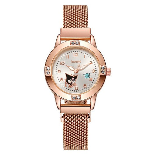 Sanrio - Kuromi horloge - metalen band - rosé goud - paars - My Melody - Hello Kitty - Cinnamoroll - PomPomPurin - Pochacco - kawaii