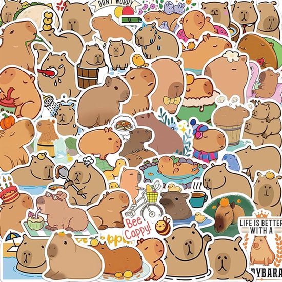Capybara Stickers – 50 Stuks