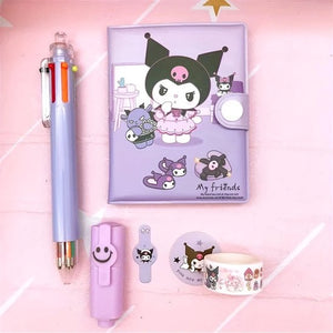 Sanrio - Kuromi schrijfset - cadeauset - geschenkset - paars - Kawaii - Cinnamoroll - Hello Kitty - My Melody - PomPomPurin - Pochacco