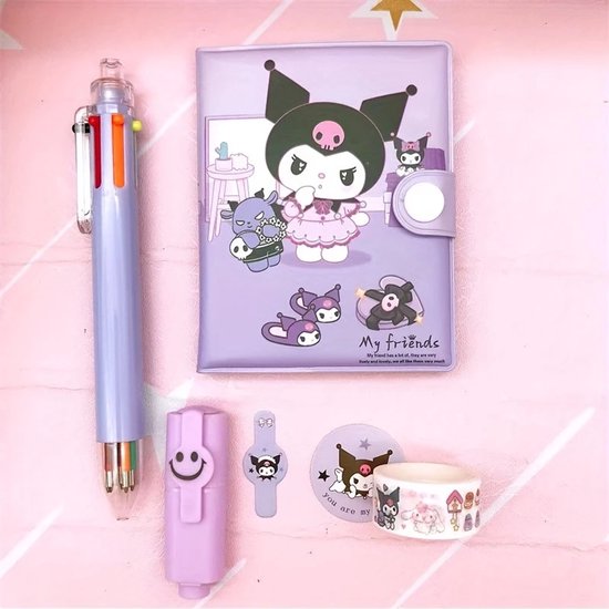 Sanrio - Kuromi schrijfset - cadeauset - geschenkset - paars - Kawaii - Cinnamoroll - Hello Kitty - My Melody - PomPomPurin - Pochacco