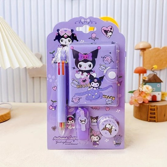 Sanrio - Kuromi schrijfset - cadeauset - geschenkset - paars - Kawaii - Cinnamoroll - Hello Kitty - My Melody - PomPomPurin - Pochacco