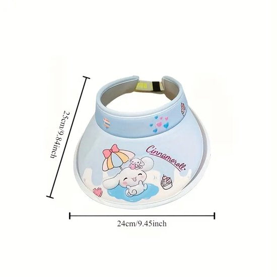 Sanrio - Cinnamoroll Zonneklep - Hoed - Zonnehoed - voor Zomer - UV-bescherming - Open-Top Design - Kawaii - Cinnamoroll - Hello Kitty - My Melody - PomPomPurin - Pochacco