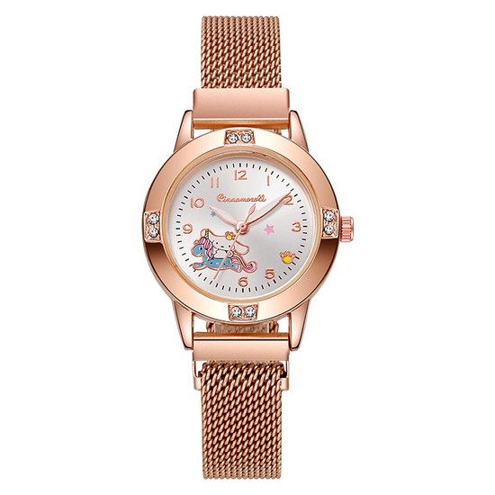 Sanrio - Cinnamoroll horloge - metalen band - rosé goud - blauw - Kuromi - Hello Kitty - My Melody - PomPomPurin - Pochacco - cadeau - Kawaii