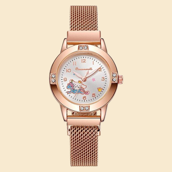 Sanrio - Cinnamoroll horloge - metalen band - rosé goud - blauw - Kuromi - Hello Kitty - My Melody - PomPomPurin - Pochacco - cadeau - Kawaii