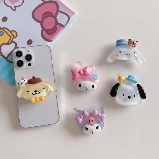 Sanrio - My Melody telefoonhouder - popsocket - telefoongrip - telefoonbutton - glow in the dark - lichtgevend - Kuromi - Hello Kitty - Cinnamoroll - PomPomPurin - Pochacco - kawaii