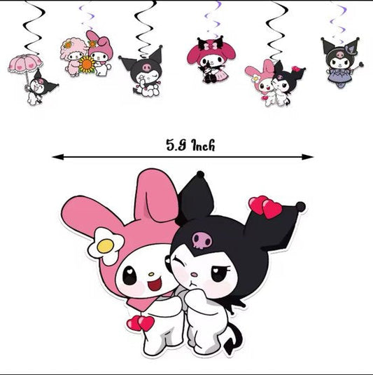 Sanrio - Kuromi verjaardag versiering - Happy Birthday Slinger - 30 Stuks - Kinderfeestje - Ballonnen - Verjaardag Decoratie - feestpakket - Hello Kitty - My Melody - Kuromi - Cinnamoroll - PomPomPurin - Pochacco - kawaii