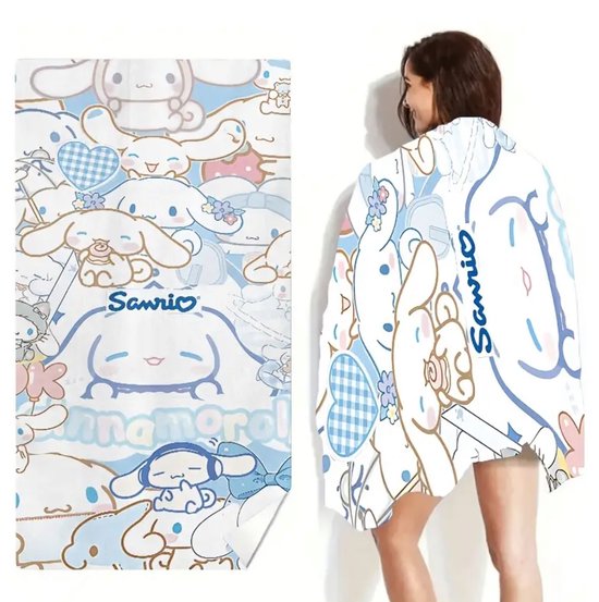 Sanrio - Cinnamoroll strandlaken - 80x160cm - badlaken - handdoek - vakantie - zwemmen - cadeau - Kuromi - Hello Kitty - My Melody - PomPomPurin - Pochacco - Kawaii