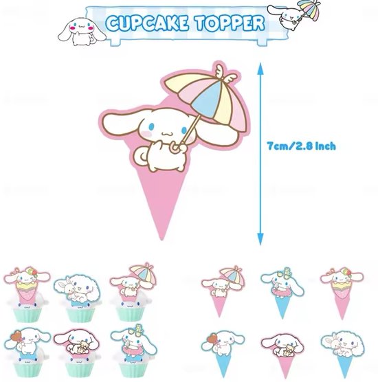 Sanrio - Cinnamoroll verjaardag versiering - Happy Birthday Slinger - 30 Stuks - Kinderfeestje - Ballonnen - Verjaardag Decoratie - feestpakket - Hello Kitty - My Melody - Kuromi - Cinnamoroll - PomPomPurin - Pochacco - kawaii