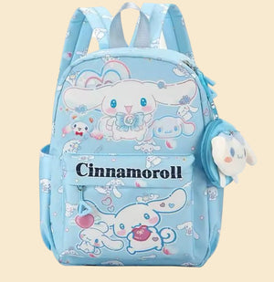 Sanrio - Cinnamoroll rugzak - 33 cm - blauw - met binnenvak - Cinnamoroll bedel - Cinnamoroll portemonnee - rugtas - schooltas - kawaii - Kuromi - Hello Kitty - My Melody - PomPomPurin - Pochacco