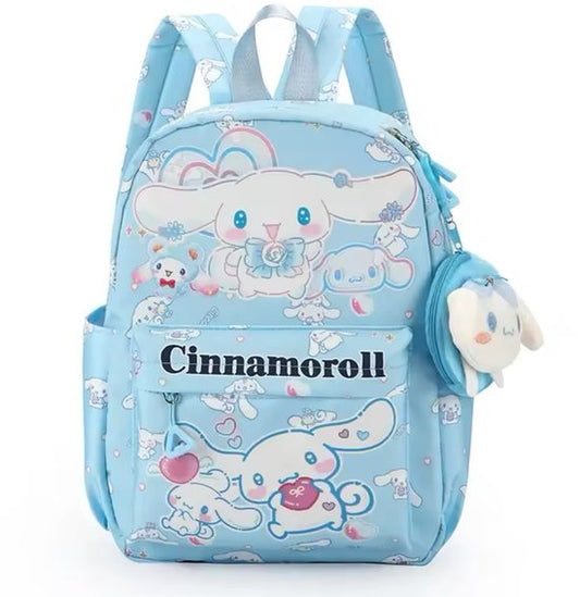 Sanrio - Cinnamoroll rugzak - 33 cm - blauw - met binnenvak - Cinnamoroll bedel - Cinnamoroll portemonnee - rugtas - schooltas - kawaii - Kuromi - Hello Kitty - My Melody - PomPomPurin - Pochacco