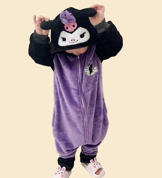 Sanrio - Kuromi onesie - overall - pyjama - verkleedkleding - kostuumoutfit - carnaval - My Melody - Hello Kitty - Cinnamoroll - PomPomPurin - Pochacco - Kawaii