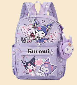 Sanrio - Kuromi rugzak - 33 cm - paars - met binnenvak - Kuromi bedel - Kuromi portemonnee - rugtas - schooltas - kawaii - Cinnamoroll - Hello Kitty - My Melody - PomPomPurin - Pochacco