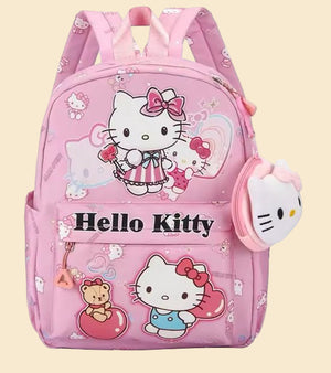 Sanrio - Hello Kitty rugzak - 33 cm - roze - met binnenvak - Hello Kitty bedel - Hello Kitty portemonnee - rugtas - schooltas - kawaii - Cinnamoroll - Kuromi - My Melody - PomPomPurin - Pochacco - PomPomPurin - Pochacco