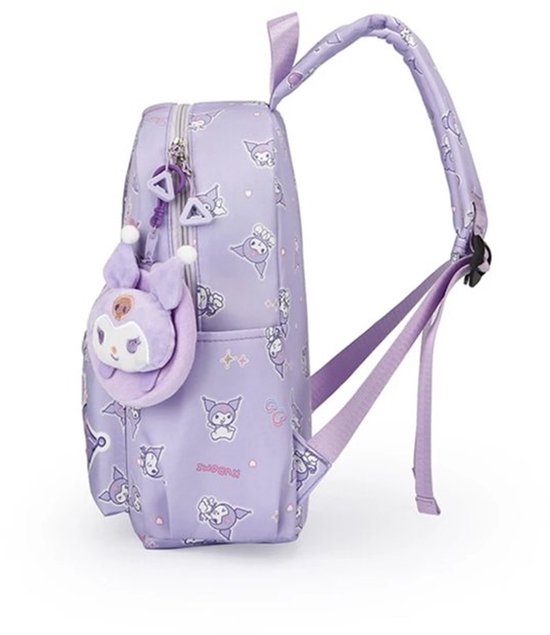 Sanrio - Kuromi rugzak - 33 cm - zwart - met binnenvak - Kuromi bedel - Kuromi portemonnee - rugtas - schooltas - kawaii - Cinnamoroll - Hello Kitty - My Melody - PomPomPurin - Pochacco